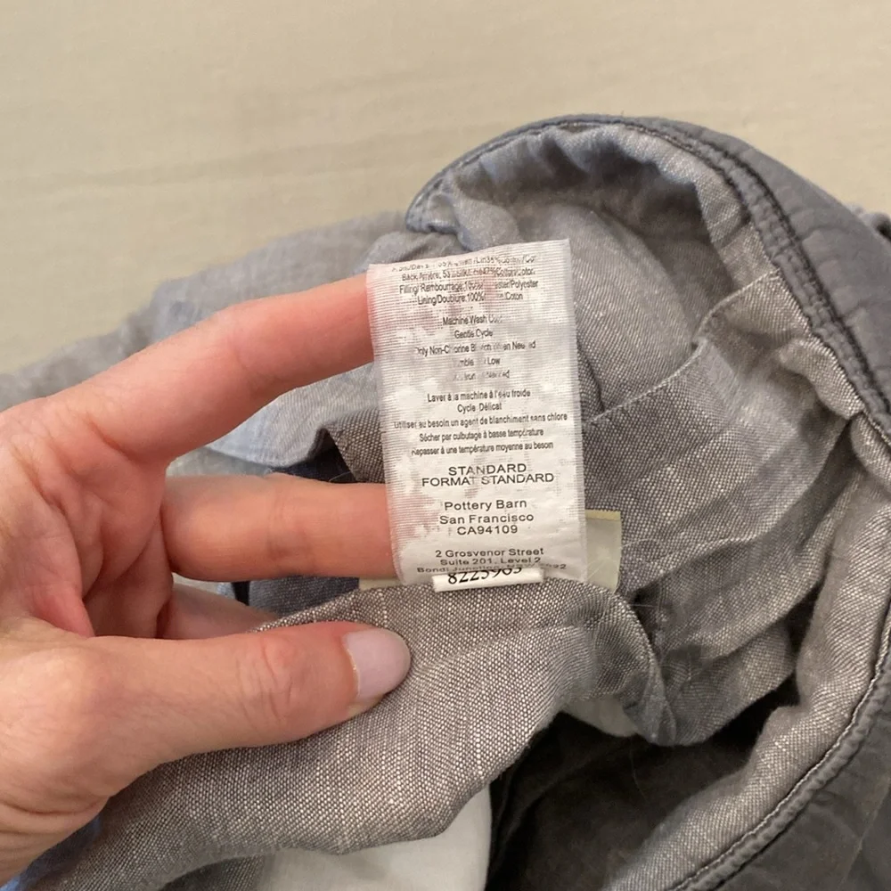 Set of Two Standard Pottery Barn Quilted Linen, Silk and Cotton Blend Shams